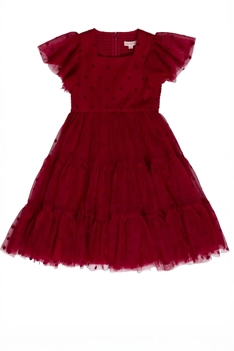 Mini Solange Dress in Burgundy Tulle