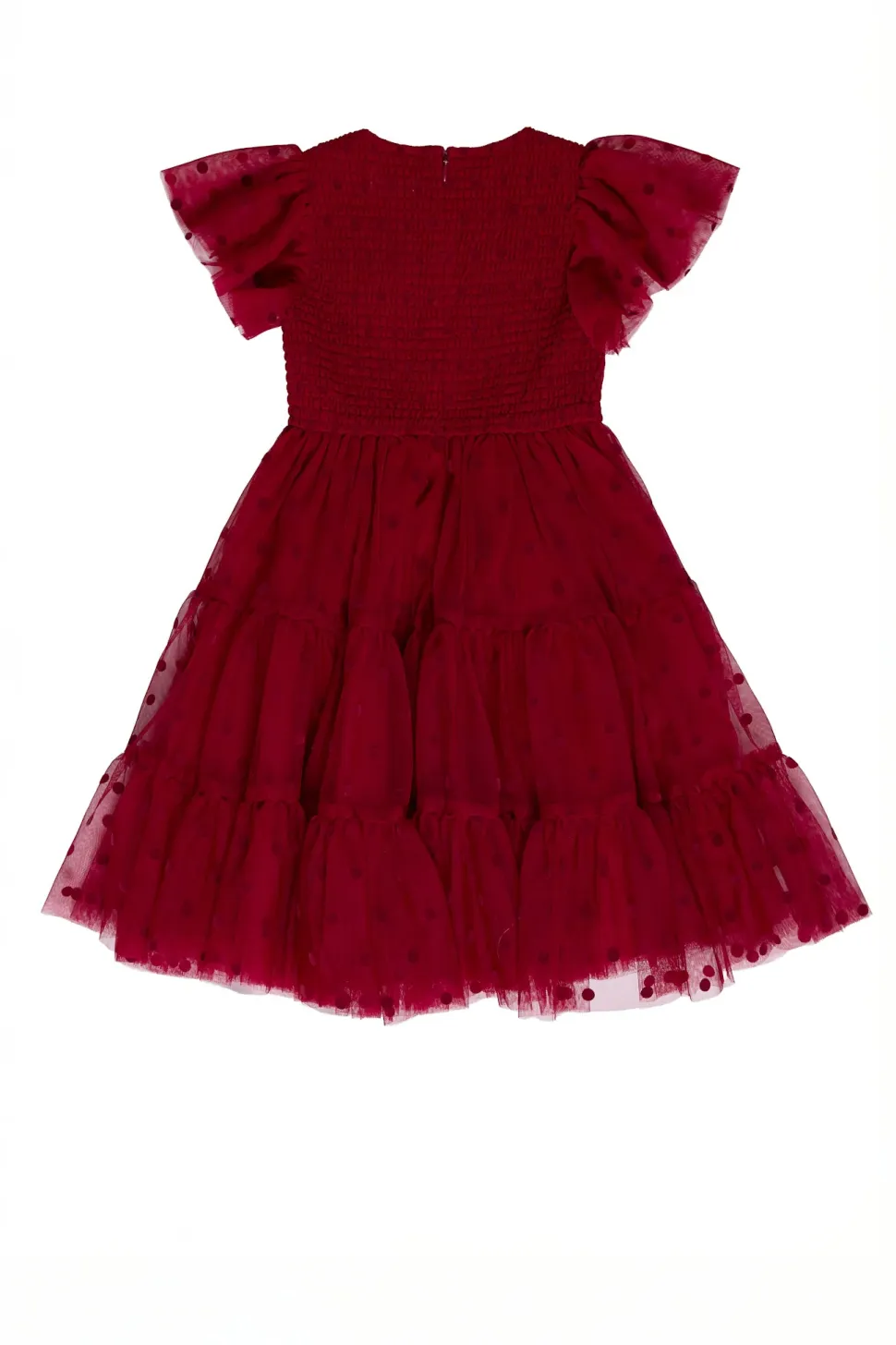 Mini Solange Dress in Burgundy Tulle
