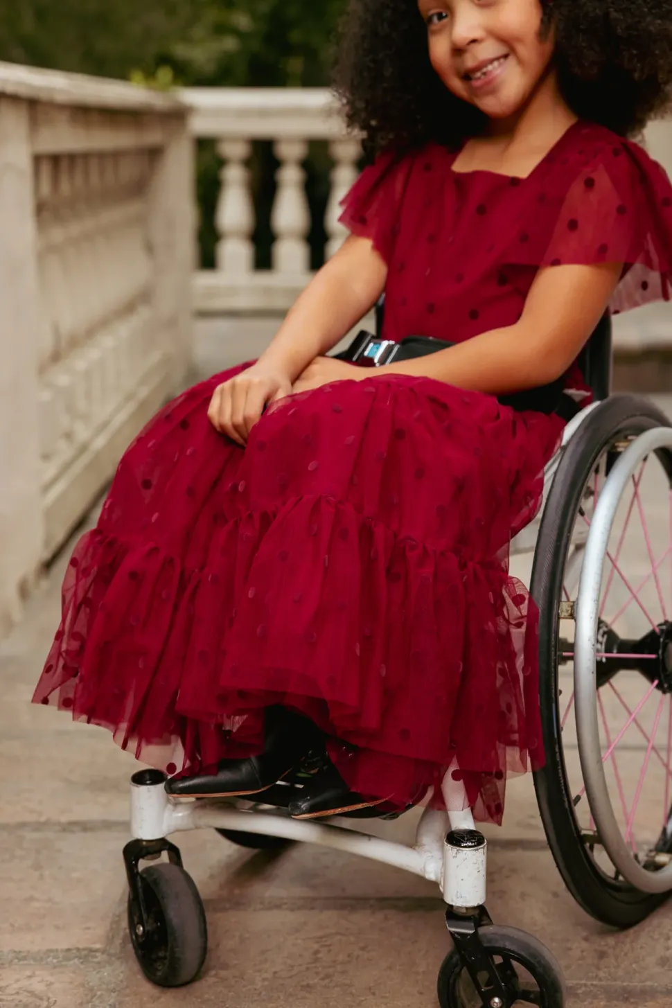 Mini Solange Dress in Burgundy Tulle