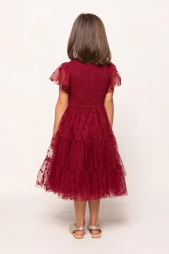 Mini Solange Dress in Burgundy Tulle