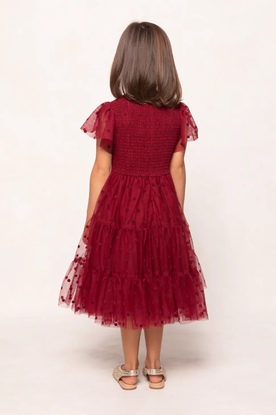Mini Solange Dress in Burgundy Tulle