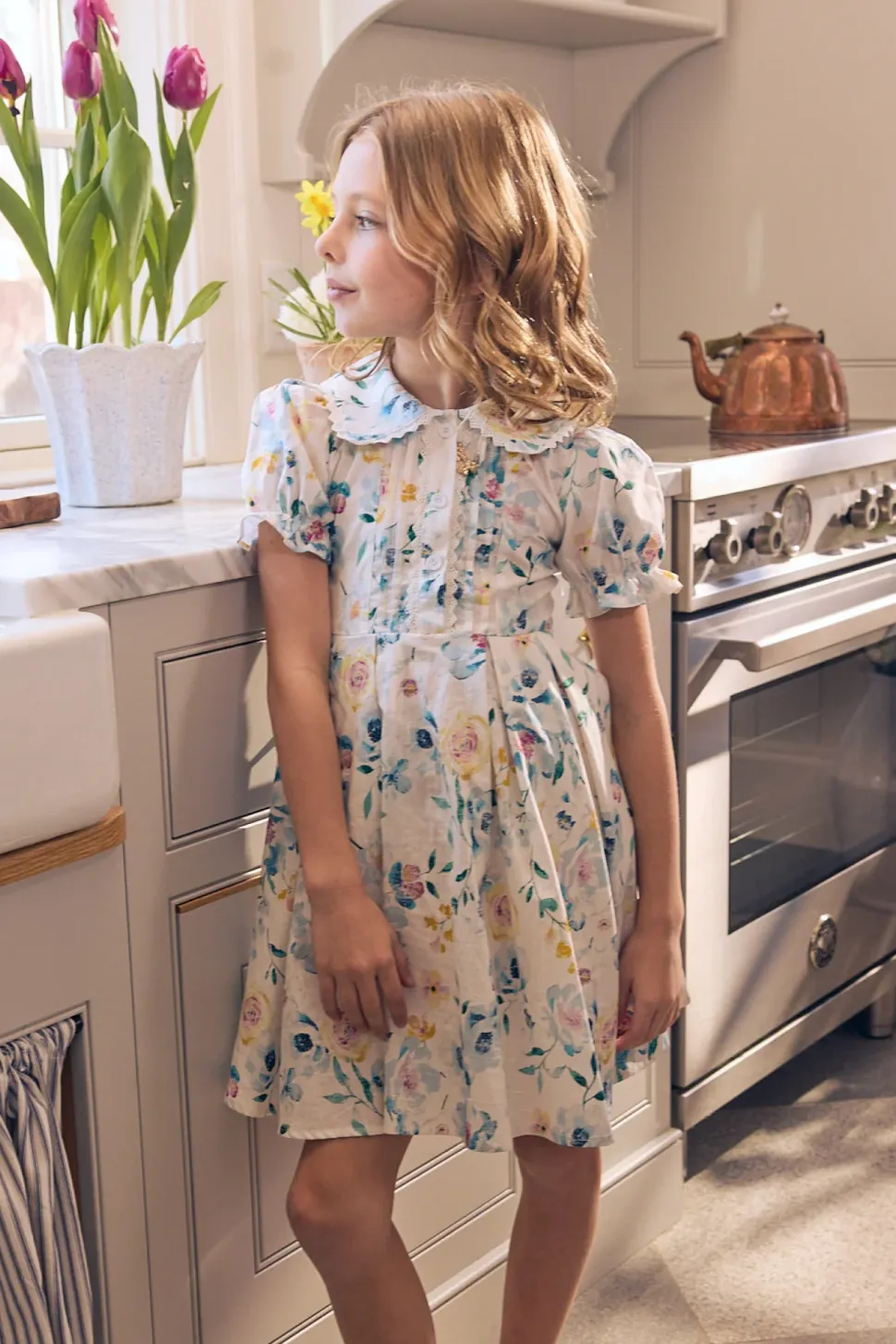 Mini Sophia Dress in Blue Bouquet