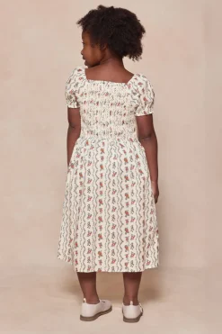 Mini Sunday Best Dress in Linear Poppy Woodblock