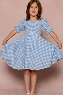 Mini Teagan Dress in Blue Gingham