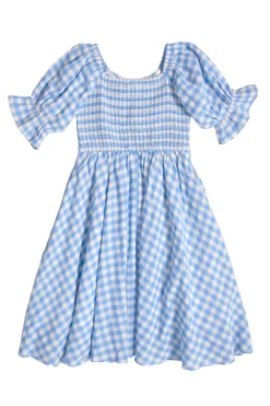 Mini Teagan Dress in Blue Gingham
