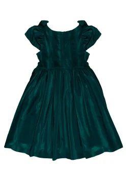 Mini Tiara Dress in Green Velvet
