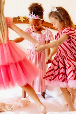Mini Tiara Dress in Pink Velvet