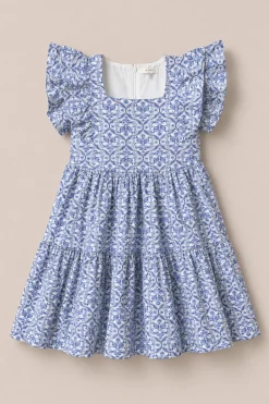 Mini Trixie Dress in Blue Moroccan Tile
