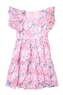 Mini Trixie Dress in Pink Sketched Flower Chiffon