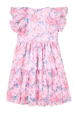 Mini Trixie Dress in Pink Sketched Flower Chiffon