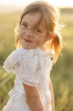 Mini Winnie Dress in Bright White Wispy Wildflower