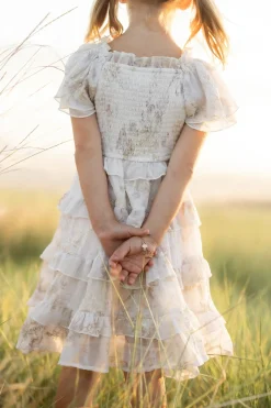 Mini Winnie Dress in Bright White Wispy Wildflower
