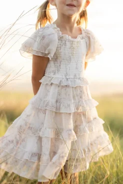 Mini Winnie Dress in Bright White Wispy Wildflower