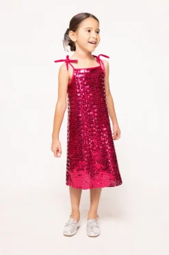 Mini Zelda Dress in Fuchsia Shingle Sequin