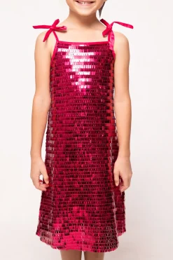 Mini Zelda Dress in Fuchsia Shingle Sequin
