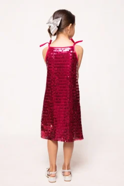 Mini Zelda Dress in Fuchsia Shingle Sequin