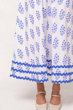 Palmer Dress in Blue Block Print