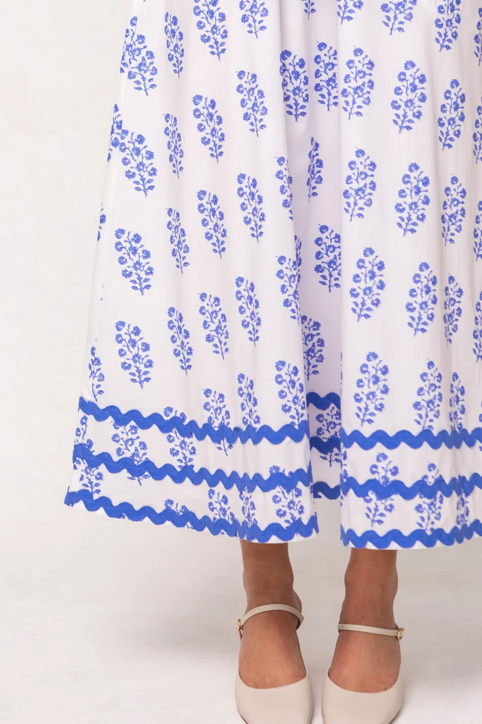 Palmer Dress in Blue Block Print