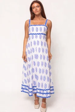 Palmer Dress in Blue Block Print
