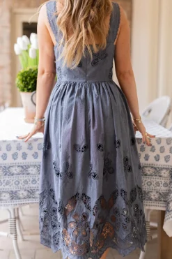 Penny Tank Midi Dress in Embroidered Chambray