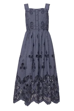 Penny Tank Midi Dress in Embroidered Chambray