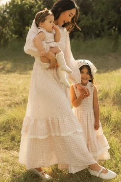 Presley Dress in Cream Gingham