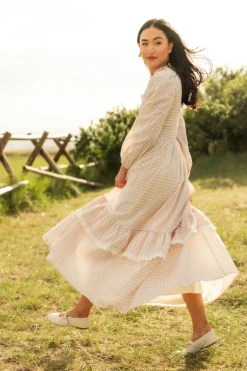 Presley Dress in Cream Gingham