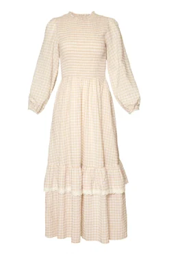 Presley Dress in Cream Gingham