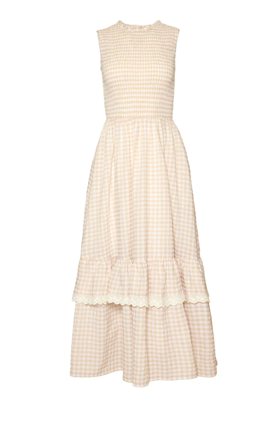 Presley Sleeveless Dress in Cream Gingham