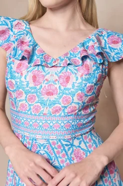 Samara Dress in Thistle Flower Mosaic Florise