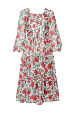 Selena Dress in Red Roses