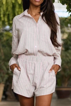 Sevilla Shorts in Green & Pink Pinstripe
