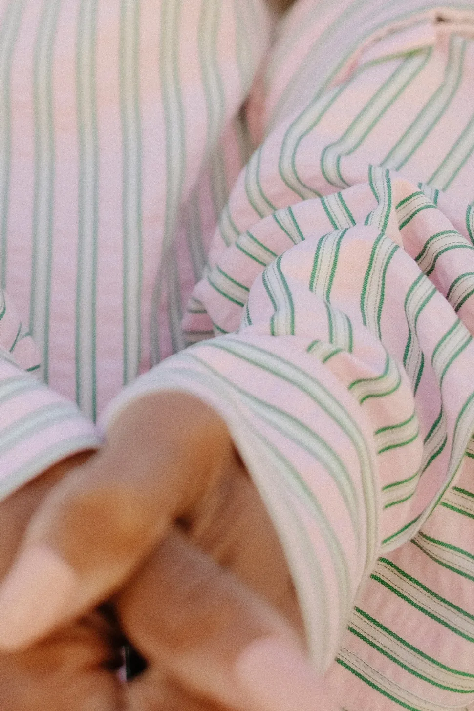 Sevilla Top in Green & Pink Pinstripe