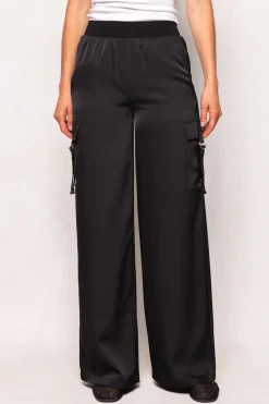 Shay Satin Pants in Black