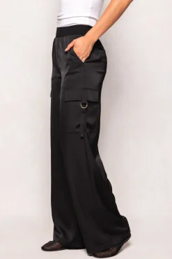 Shay Satin Pants in Black