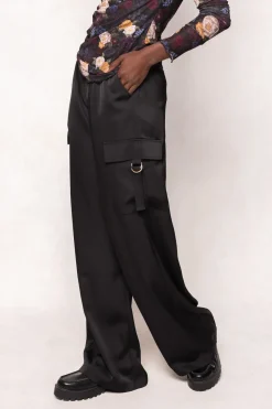 Shay Satin Pants in Black