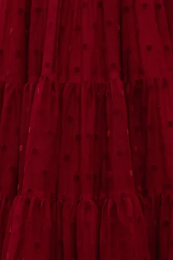 Solange Dress in Burgundy Tulle
