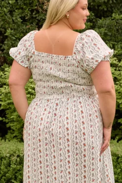 Sunday Best Dress in Linear Poppy Woodblock