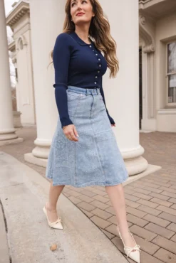 Tarak Skirt in Light Wash Denim