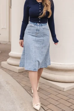 Tarak Skirt in Light Wash Denim
