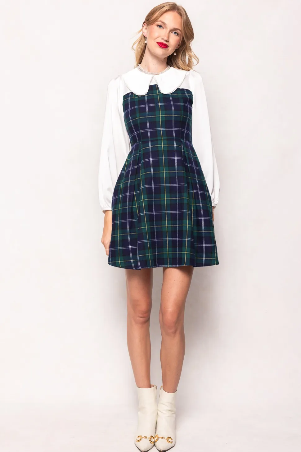 Tawny Dress in Nocturne Plaid