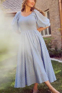 Teagan Dress in Blue Gingham