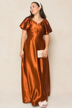 Tessie Dress in Amber Satin
