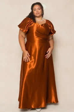 Tessie Dress in Amber Satin