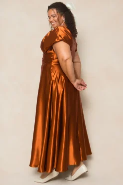 Tessie Dress in Amber Satin