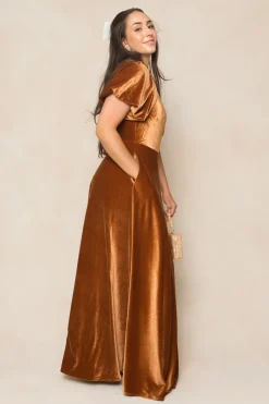 Tessie Dress in Amber Velvet