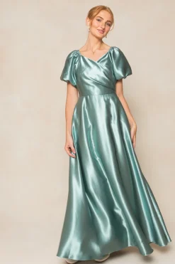 Tessie Dress in Seaglass Satin