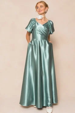 Tessie Dress in Seaglass Satin