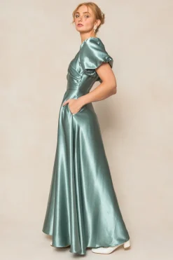 Tessie Dress in Seaglass Satin