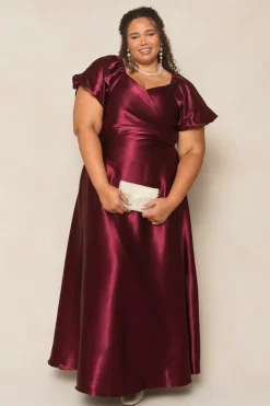 Tessie Dress in Wine Satin